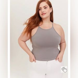 Gray High Neck Crop Top